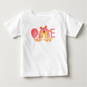 Luftballon 1. Geburtstag Rosa Wasserfarbe Mädchen Baby T-shirt