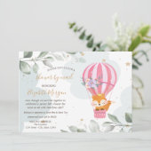 Luftballon, Fox, Wolken Babydusche per Post Einladung (Stehend Vorderseite)