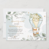 Luftballon, Fox, Wolken, Sterne, Babydusche per Po Einladung (Vorderseite)