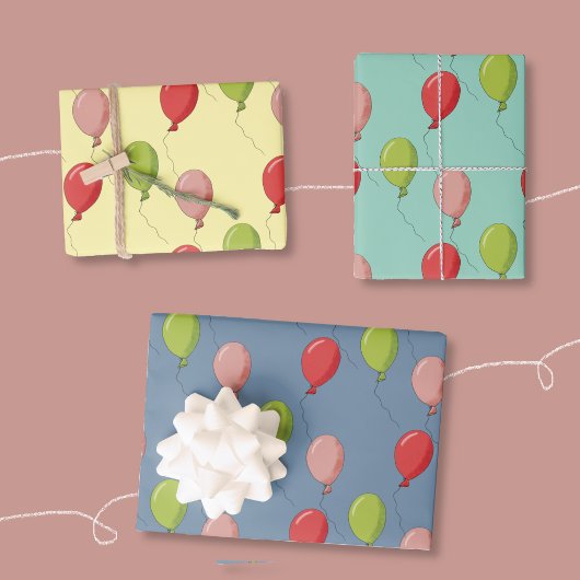 Luftballon-Muster Geschenkpapier Flachblätter Set