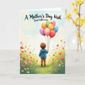 Luftballon Muttertag Geschenkkarte Karte (Gelbe Blume)