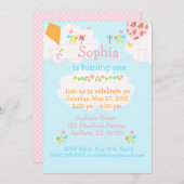 Luftballon Phinwheel Blume Einladung (Vorne/Hinten)