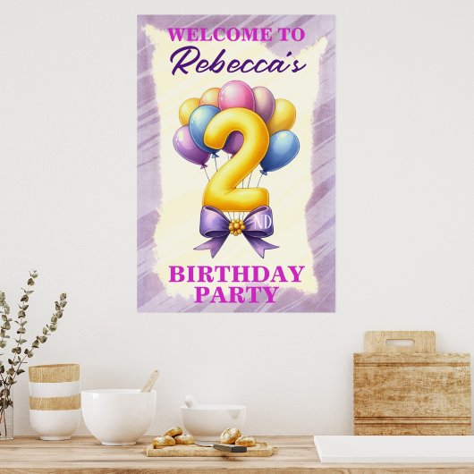 Luftballon-Thema zum 2. Geburtstag Poster (Küche)