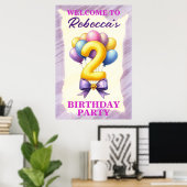 Luftballon-Thema zum 2. Geburtstag Poster (Heimbüro)