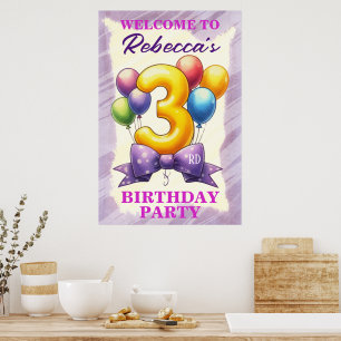 Luftballon-Thema zum 3. Geburtstag Poster