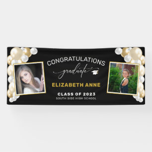Luftballons 2 Fotos Schwarze Gratulation Absolvent Banner