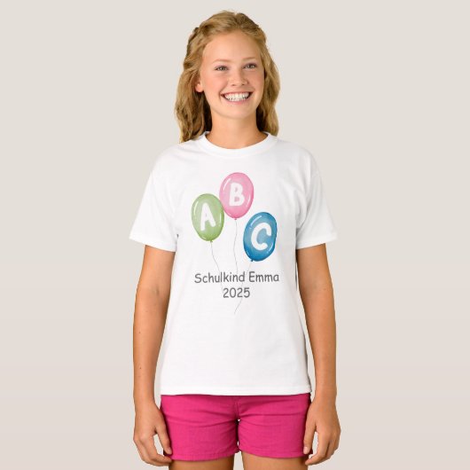 Luftballons ABC - Schulkind 2026 | T-Shirt (Vorne ganz)