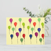 Luftballons aus buntem Party Einladung (Stehend Vorderseite)