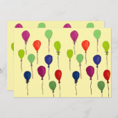 Luftballons aus buntem Party Einladung (Vorne/Hinten)