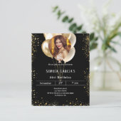 Luftballons aus schwarzem Foto zum Geburtstag (Stehend Vorderseite)