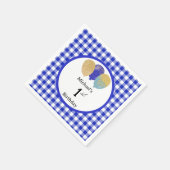 Luftballons & Blaues Gingham 1. Geburtstag Serviette (Ecke)