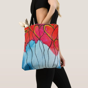 Luftballons des roten Herzens Valentine Aquarell Tasche