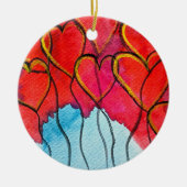 Luftballons des roten Herzens Valentine Keramik Ornament (Vorne)