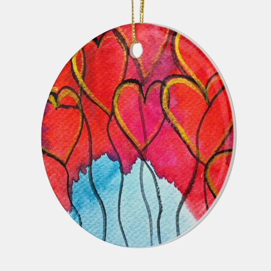 Luftballons des roten Herzens Valentine Keramik Ornament (Links)