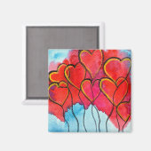 Luftballons des roten Herzens Valentine Magnet (Vorderseite/Rückseite)