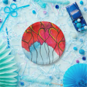 Luftballons des roten Herzens Valentine Pappteller (Party)