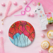 Luftballons des roten Herzens Valentine Pappteller (Party)