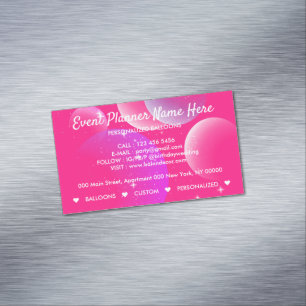 Luftballons Event Party Plan Dekor Rosa Magnetische Visitenkarte