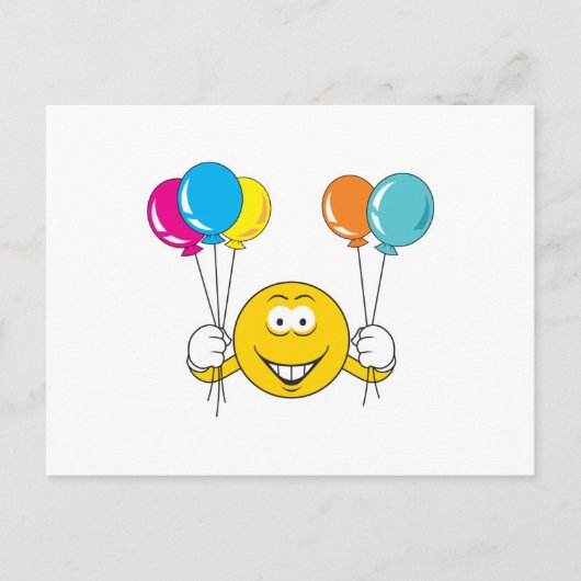 Luftballons Feier Gesicht Postkarte (Vorderseite)