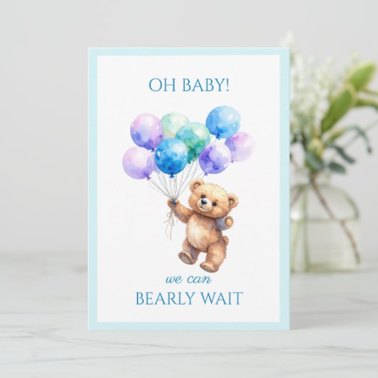 Luftballons für Bären Einladung (Stehend Vorderseite)