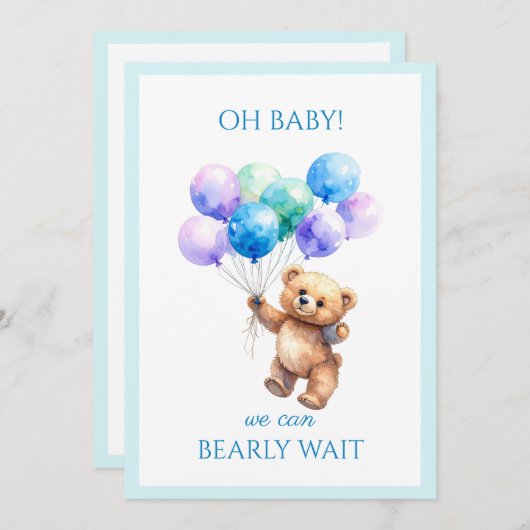 Luftballons für Bären Einladung (Vorne/Hinten)