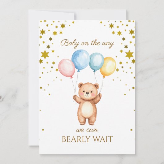 Luftballons für Bären Einladung (Vorderseite)