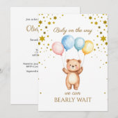 Luftballons für Bären Einladung (Vorne/Hinten)