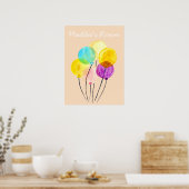 Luftballons für Mädchenzimmer Aquarell hübsche Kun Poster (Küche)