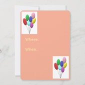 Luftballons Geburtstagseinladung (Mädchen) Einladung (Rückseite)