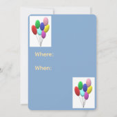 Luftballons Geburtstagsfeier (Junge) Einladung (Rückseite)