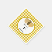 Luftballons & gelbes Gingham 1. Geburtstag Serviette (Ecke)