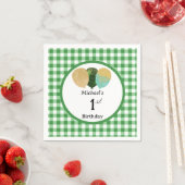Luftballons & grünes Gingham 1. Geburtstag Serviette (Beispiel)