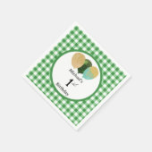 Luftballons & grünes Gingham 1. Geburtstag Serviette (Ecke)