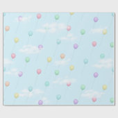 Luftballons im blauen Himmel mit Wolken Geschenkpapier (Flach)