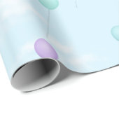 Luftballons im blauen Himmel mit Wolken Geschenkpapier (Rolleneckpunkt)