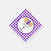 Luftballons & Lila Gingham 1. Geburtstag Serviette (Ecke)