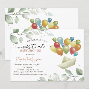 Luftballons Mail Blätter Virtuelle Babyparty Einladung