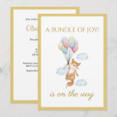 Luftballons mit benutzerdefiniertem Fuchs Einladung (Vorne/Hinten)