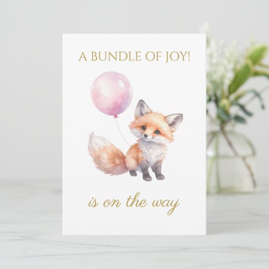 Luftballons mit benutzerdefiniertem Fuchs Einladung (Stehend Vorderseite)