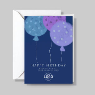 Luftballons mit individuellem Logo Geschäftsblau G Feiertagskarte