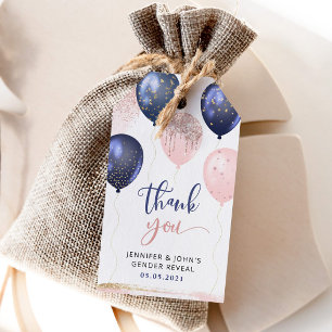 Luftballons navy pink, gold Geschlecht Enthüllung Geschenkanhänger