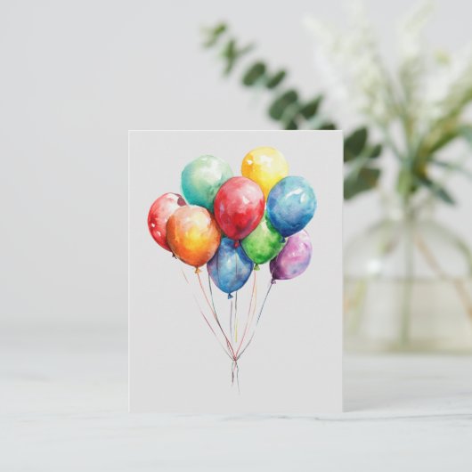 Luftballons Postkarte (Stehend Vorderseite)