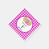 Luftballons & rosa Gingham 1. Geburtstag Serviette (Ecke)