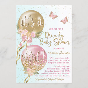 Luftballons Schmetterlinge Covid Drive By Baby Sho Einladung