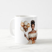 Luftballons Schwarz Frau feiern Kaffeetasse (Vorderseite Links)