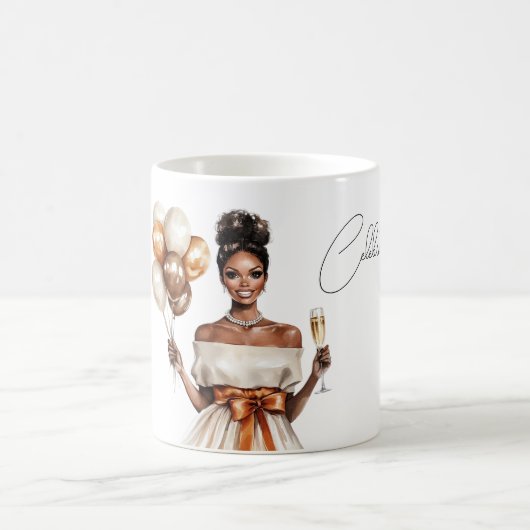 Luftballons Schwarz Frau feiern Kaffeetasse (Mittel)