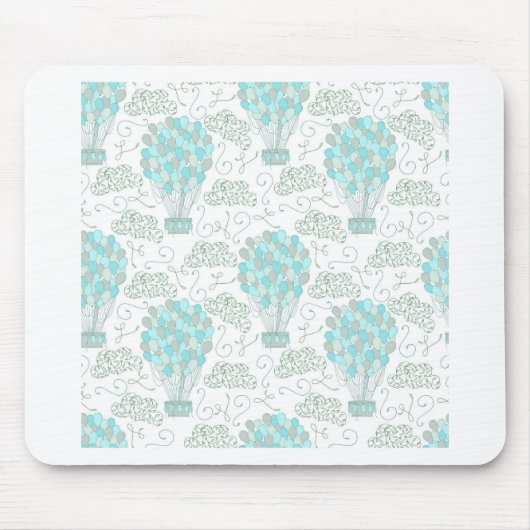 Luftballons türkisblaues Kinderzimmer Mousepad (Vorne)