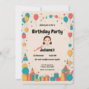 Luftballons und Geschenke - Party-Themen-Design Einladung