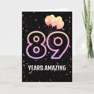 Luftballons und Konfetti zum 89. Geburtstag Karte