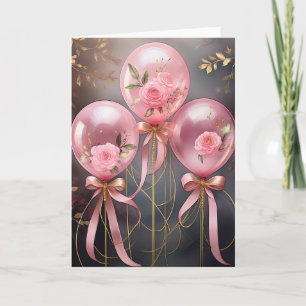 Luftballons und Rosen, 5" x 7" gefaltete Grußkarte Karte